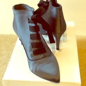 Pedro Garcia Black Satin Ankle Boots